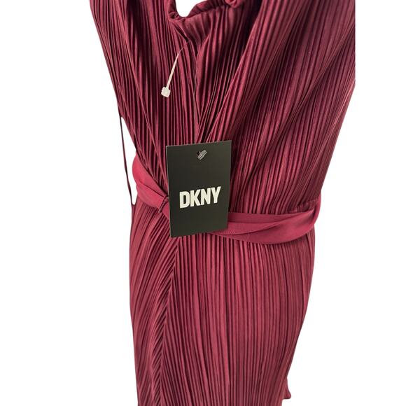 NWT!! DKNY Sheer,Pleated Dress,Bow Belt,Whimsy,Fairy,Sexy,Dark Romantic,Size 8 - Picture 5 of 7